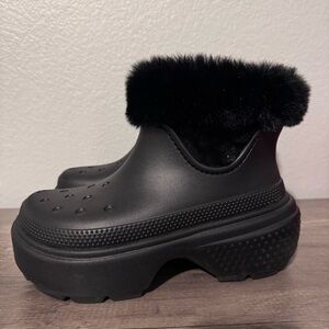Crocs Unisex Adult Stomp Faux Fur Lined Ankle Boots Black Womens 7 Mens 5
